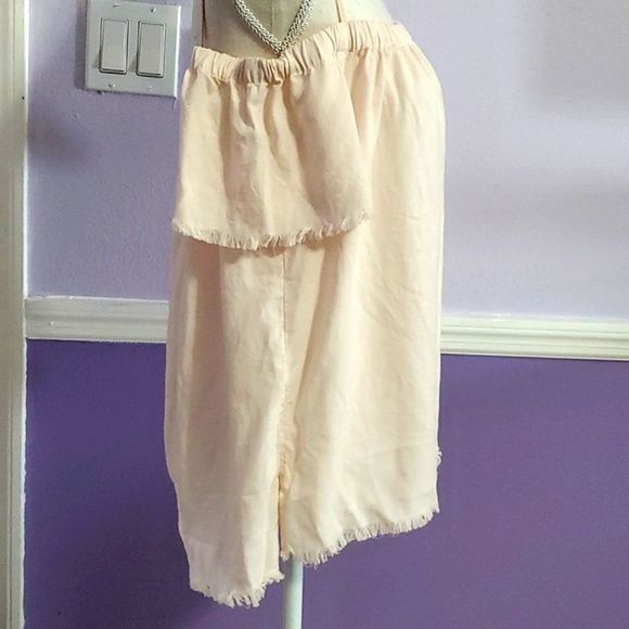 Anthtopology Cloth & Stone Light Blush Pink Boho Off Shoulder Frayed Flowy Top - Picture 6 of 12